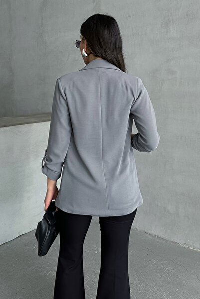 MD trend Women's Sleeve Fold Lined Blazer Jacket