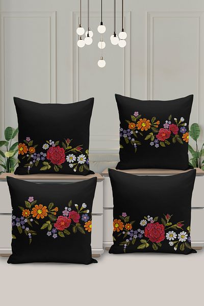 Filamente 4-Piece Double-Sided Digital Printing Embroidery Flowers Patterned Case after Contamination