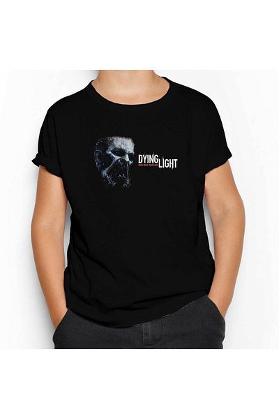 Z zepplin Dying Light Zombie Head Black Kids T-Shirt