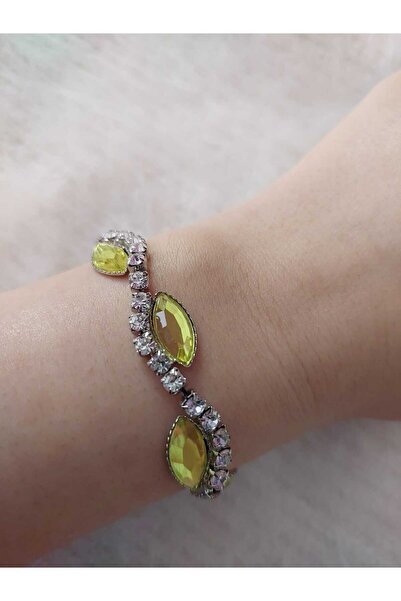 Avcıoğlu Aksesuar اسوارة نسائية مرصعة بالزركون وحجر اكريليك ملون مطلية بالفضة