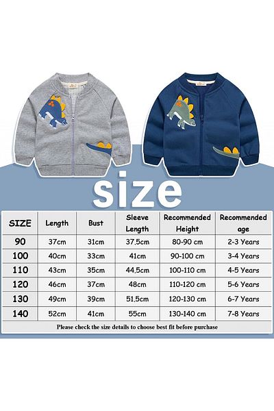 minizone dinosaur children's jacket, cotton, gray, 2-3 years