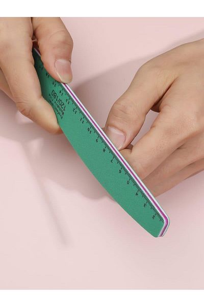 LA PERLA TECH 1PICS Nail File with Ruler Scale 120/180 Sanding Nail Filer Polish Thick Sandpaper Nail Buffer