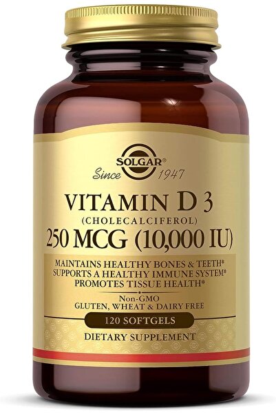 Solgar Vitamin D3 (Cholecalciferol), 250 mcg 10,000 IU, 120 Softgels