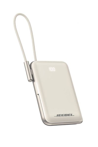 Jeebel | 10000mAh Magsafe Wireless Power Bank | USB-C Port & Built-in USB-C Cable 20W | White
