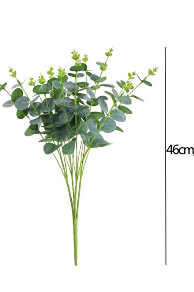 YASİMA Yapay 16 Dallı Islak Okaliptus Bitkisi 46 Cm Yeşil renk ev dekor aranjman vazo banyo süsü