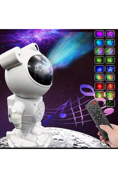 HK GİFT SHOP Uzaktan kumanda ile samanyolu atmosfer projeksiyon lambasi dekoratif Astronot Bluetooth hoparlör