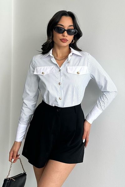 MD trend Cămașă cu nasturi cu dungi pentru damă