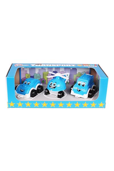 TechNokta Set 3 mini vehicule vesele, TechnoK, albastru