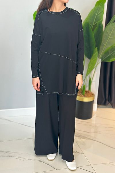 Ceremony Σετ παντελονιού Allerli Bamboo με μαύρες ραφές αντίθεσης 5991