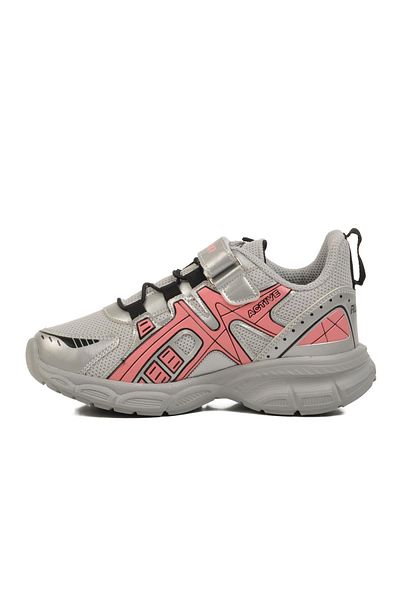 WALKWAY Silver Pink Velcro Mesh Lightweight Girls' Sneakers F