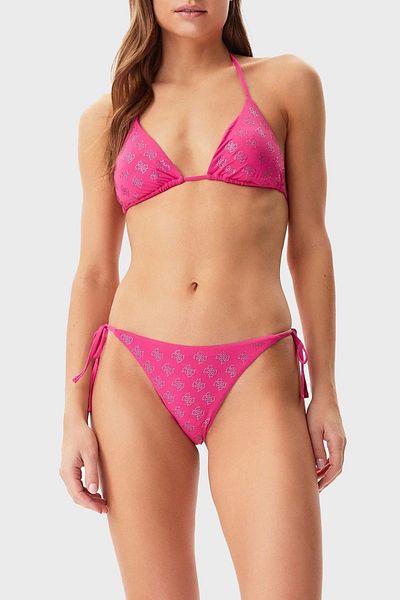 Guess 4g Rhinestone Triangle Brake Pad Women's Pink Bikini Top E5Gj13Mc040-G4D6