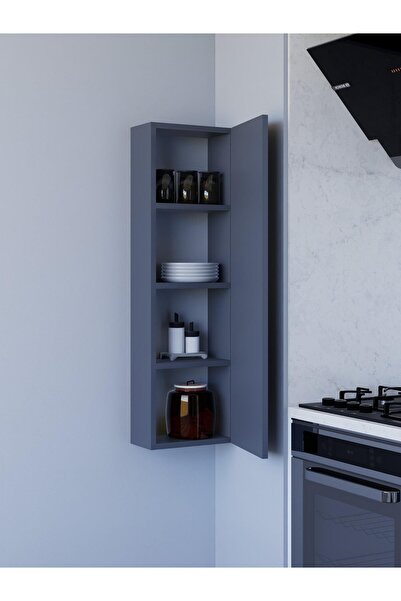 Detamob Kapaklı Raflı Banyo Dolabı, İnce Çok Amaçlı Dolap 104x31cm