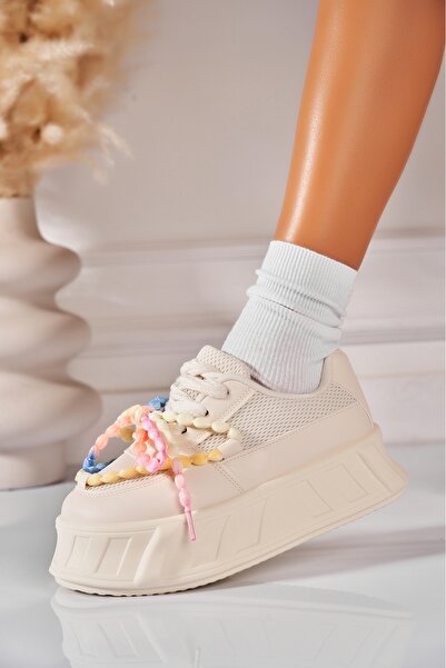 Joana Γυναικεία Αθλητικά Παπούτσια Μπεζ από Οικολογικό Δέρμα Elvia