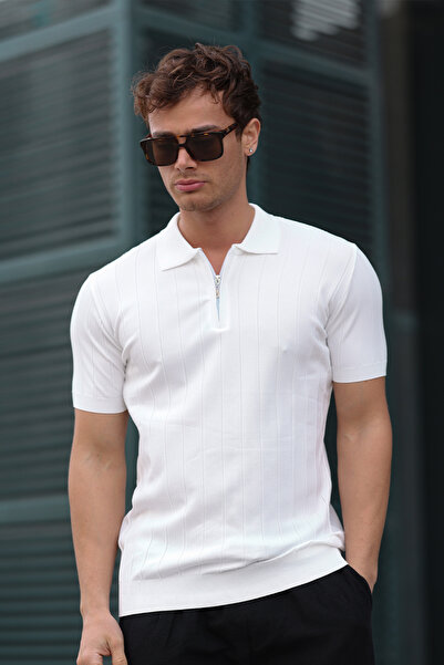 aziso Ανδρικό μπλουζάκι Polo Neck με μισό φερμουάρ