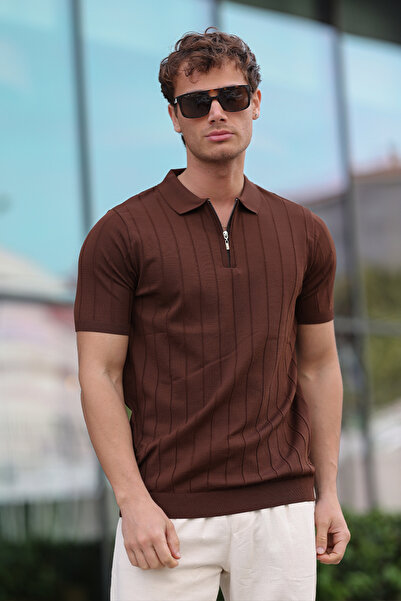 aziso Ανδρικό μπλουζάκι Polo Neck με μισό φερμουάρ