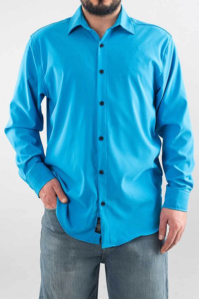 bombe Ανδρικό πουκάμισο Τυρκουάζ Slim Fit Εύκολο στο σιδέρωμα Απορροφητικό ιδρώτα Αναπνεύσιμη Υφή Four Seasons Oversize Classic πουκάμισο
