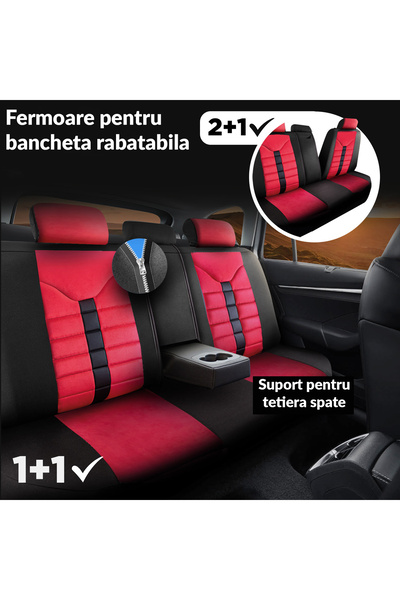 Panda Panda Toronto Car Seat Covers Set, Alcantara type, with zippers for the folding seat, red black