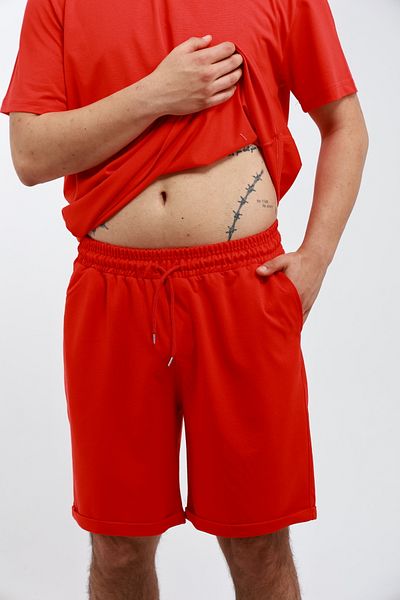 OXVİN Men's Regular Lycra Folded Leg, Pocket Combed Cotton Shorts