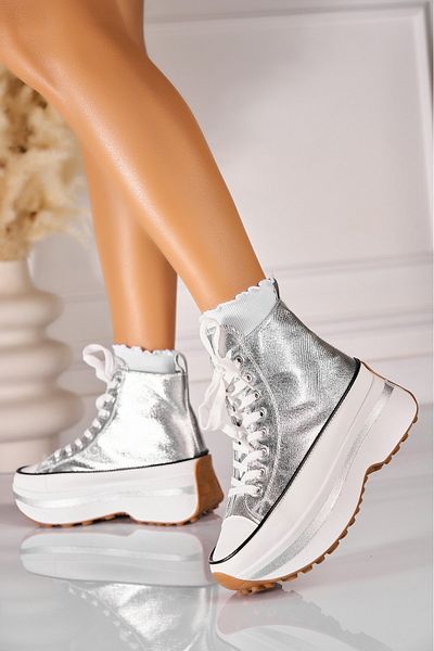 Joana Sneakersi dama Piele Ecologica Argintii Dekota