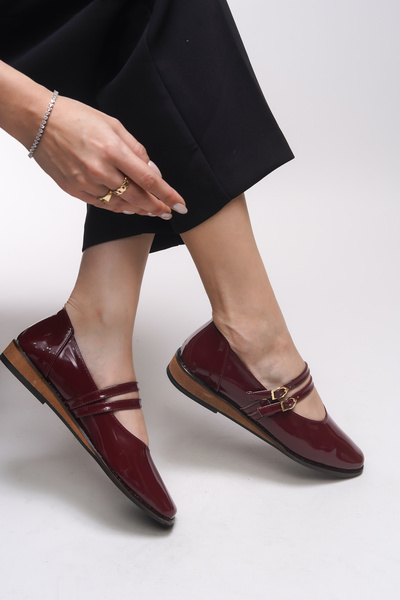 Riccon Women's Ballerinas - Sephlynthi 0012202   Burgundy Patent Leather