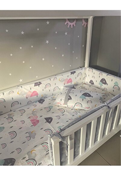 CherryPie طقم غطاء لحاف أطفال بتصميم قوس قزح وحماية الحواف 70x140