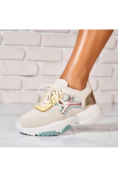 Joana Women's Sneakers Eco-Leather Gold Sabina