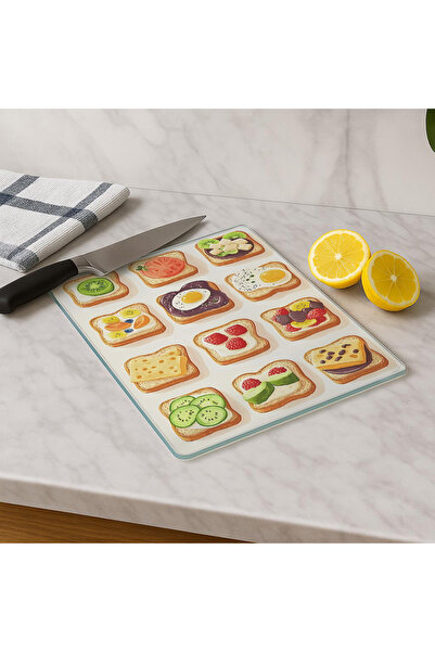 huhuli Cam Kesme Tahtası 20x30 cm | Temperli Cam | Hijyenik ve Dayanıklı Mutf...