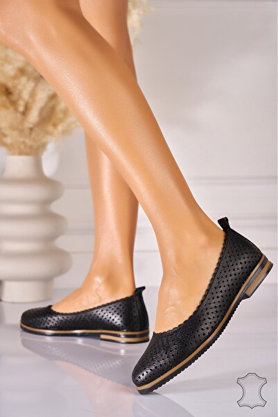 Joana Дамски балерини от естествена кожа, черни, Margaux