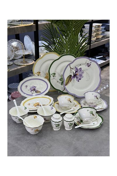 ROY KING Royking Porcelain Flora Asorti 42 Piece Breakfast Set