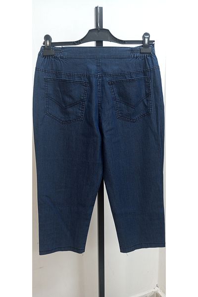 AKŞEN GİYİM LARGE SIZE THIN DENIM FABRIC HIGH WAIST BOL LYCRAL TROPHY STONE AND SEWING DETAIL JEAN CAPRY PANT