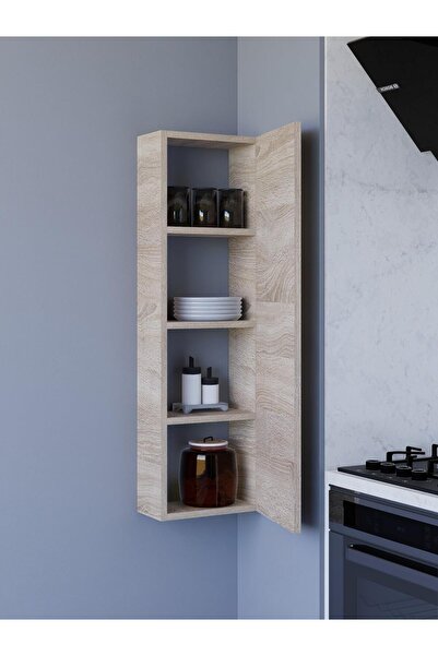 Detamob Kapaklı Raflı Banyo Dolabı, İnce Çok Amaçlı Dolap 104x31cm