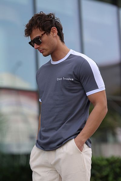 aziso Ανδρικό μπλουζάκι με στάμπα Slim Fit 100% βαμβάκι