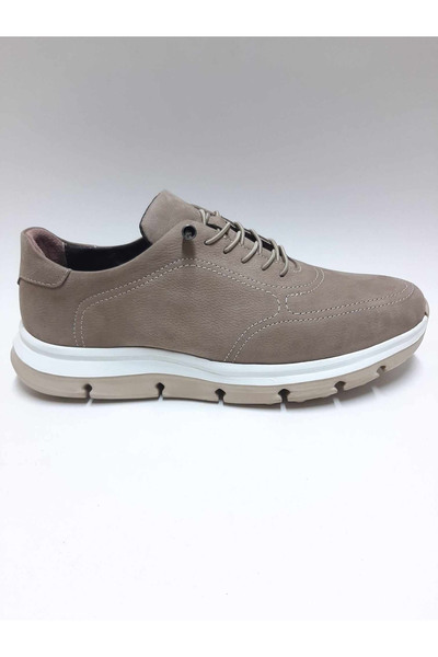VELOCE Genuine Leather Laceless Nubuck Sand Color Summer Men's Shoes
