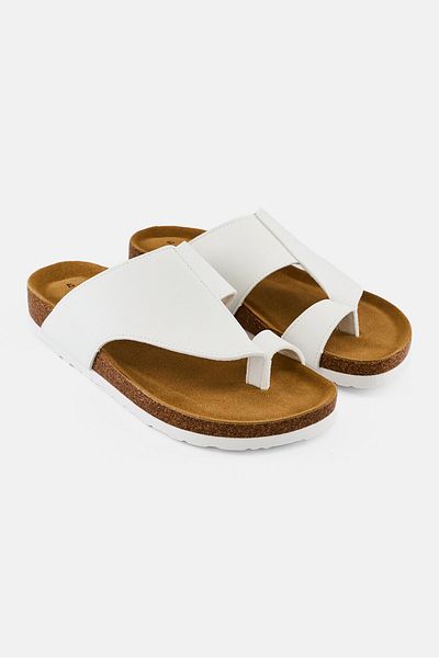 Algspar Men Slip On Cork Sandals, White