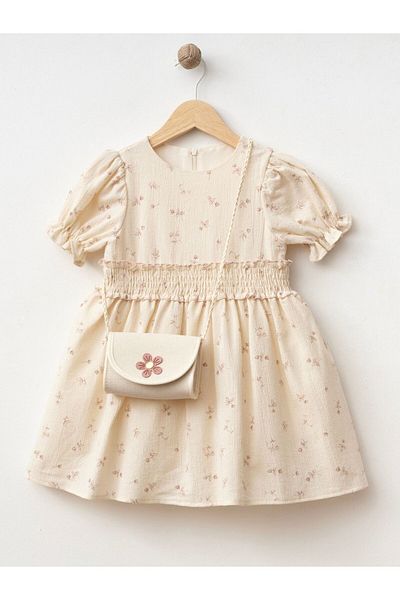 Cherrys Bebek Girl's Dress with Tulip Printed Bag
