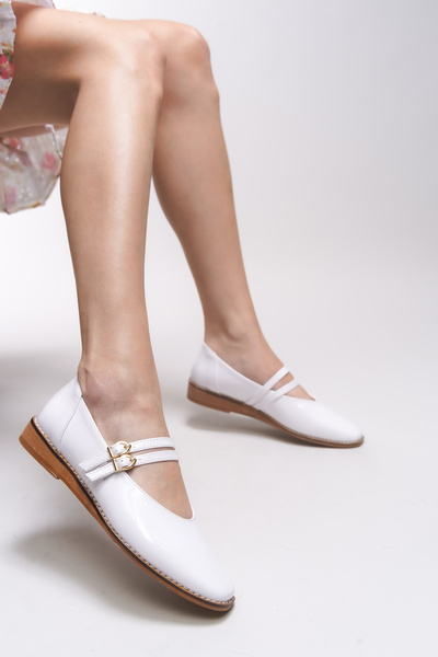 Riccon Sephlynthi Women's Ballerinas 0012202   White Patent Leather