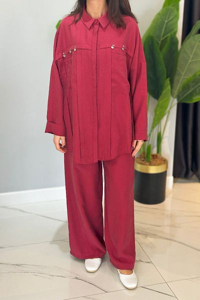 Ceremony Silver Money Embroidered Bag Pocket Pants Red Pasion Suit 5905