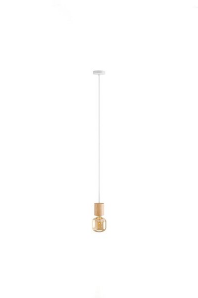 Tchibo Wooden Pendant Lamp 17,5 X 12,5 Cm, Beige