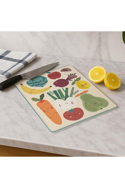 huhuli Glass Cutting Board 20X30 cm |   Tempered Glass |   Hygienic and Durable Kitchen Utensil