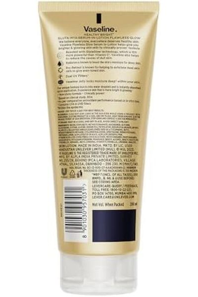 Vaseline Gluta-Hya Flawless Glow, 200ml, Serum-In-Lotion, Boosted With GlutaGlow, for Visibly Bright