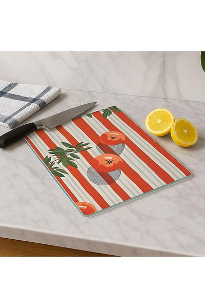 huhuli Glass Cutting Board 20X30 cm |   Tempered Glass |   Hygienic and Durable Kitchen Utensil