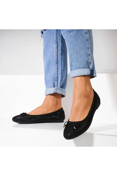 Joana Women's Ballet Flats Black Textile Nolawi
