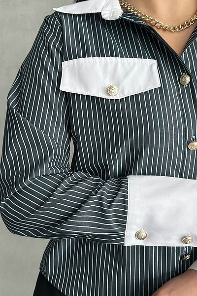 MD trend Women's Striped Garnished Buttoned Shirt