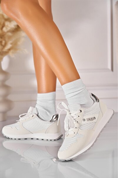 Joana Γυναικεία λευκά αθλητικά παπούτσια Kirstie από οικολογικό δέρμα