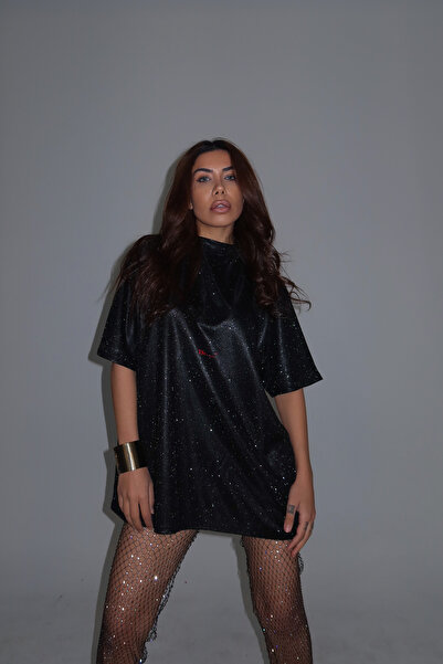 Gülşah Evecen Özel Tasarım Simli Glitter T-Shirt