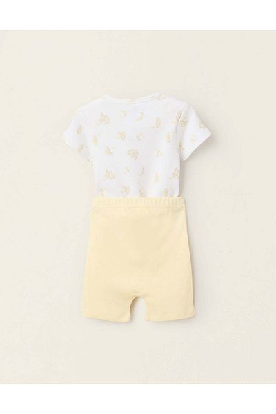 Ziddy Bodysuit + Cotton Bloomers for Baby Girls 'Giraffes', White/Yellow