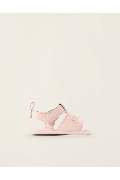 Ziddy Sandals with Embossed Fish for Newborn Girls, Pink