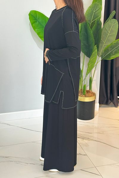 Ceremony Σετ παντελονιού Allerli Bamboo με μαύρες ραφές αντίθεσης 5991
