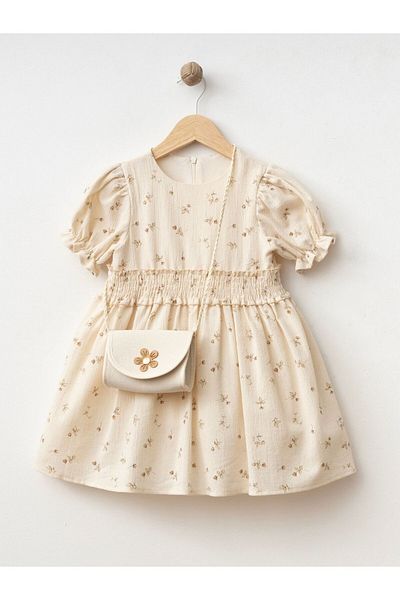 Cherrys Bebek Girl's Dress with Tulip Printed Bag