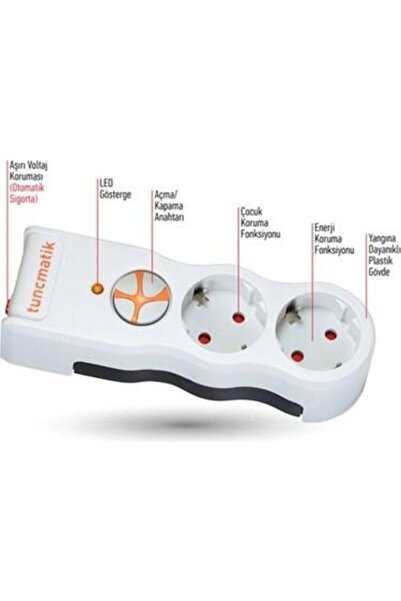 Tunçmatik TUNCMATİK POWER 3-SURGE PROTEC.PLUG-1050 JOULWHITE